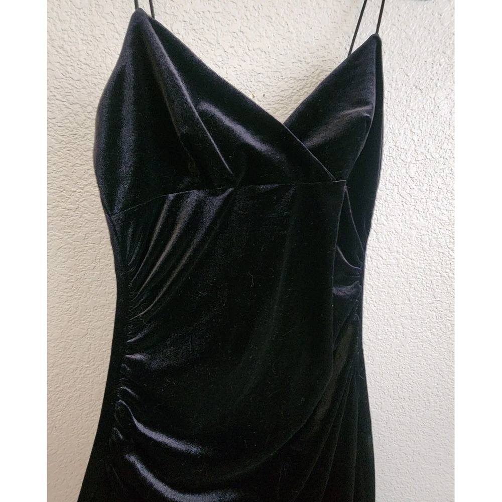 Y2K Velvet Maxi Dress Black Goth Slip‎ Witchy La Belle USA Grunge Babydoll M